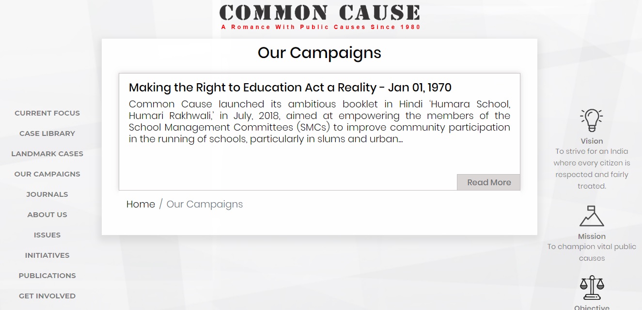 Common cause India | Our campaigns