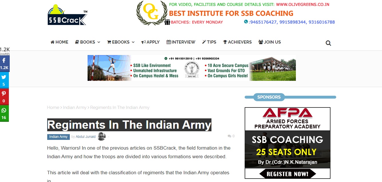 Regiments In The Indian Army
